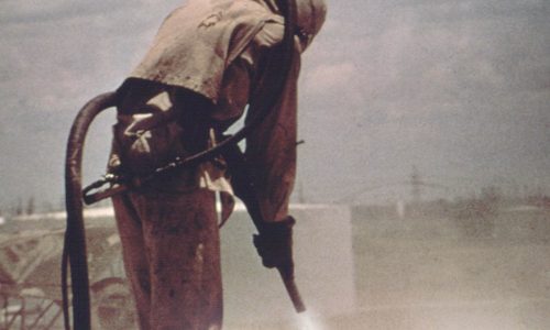Sandblasting with protective gear